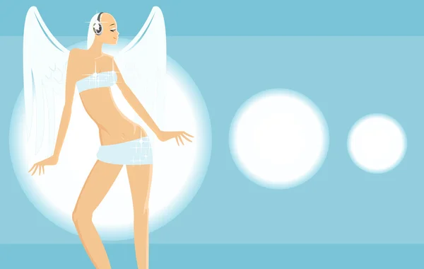 Vector Image Angel Girl Listen Music Diso Party May Use — 스톡 벡터