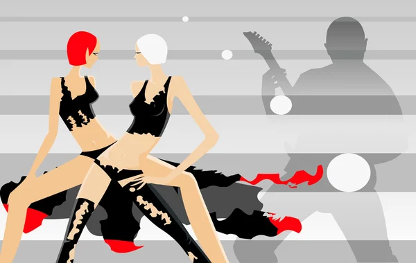 Vector Image Two Women Party — 스톡 벡터