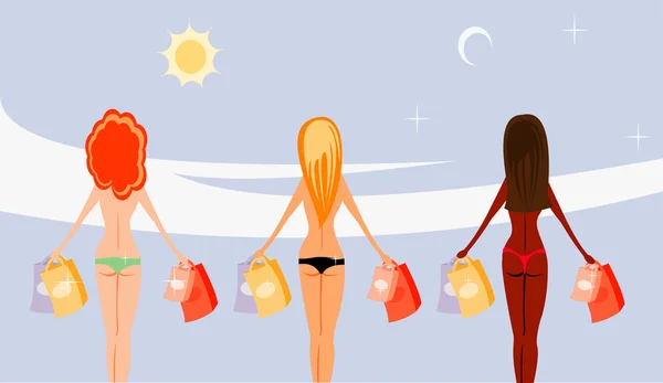 Trois filles nues — Image vectorielle