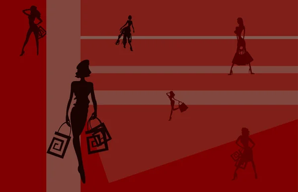 ショッピング カードやポスターの背景のための女の子のベクトル画像 — ストックベクタ