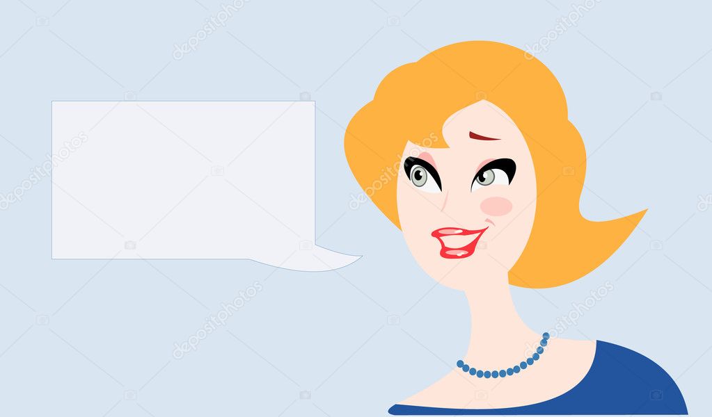 Vector image of smiling woman with blank area for your text