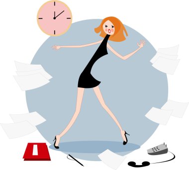 Simple vector image of excited secretary clipart