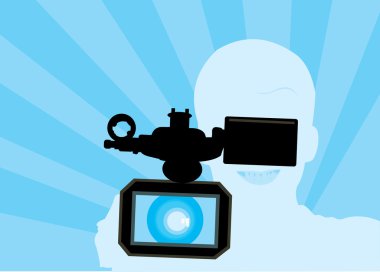 Vector image of video operator silhouette clipart