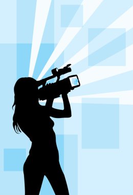 Girl with camcorder clipart