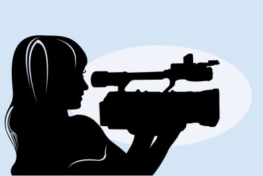 Vector image of girl with camcorder clipart