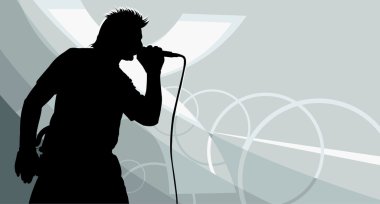 Vector image of singer's silhouette clipart