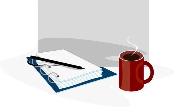 简单的矢量和形象的记事本喝杯茶 — 图库矢量图片