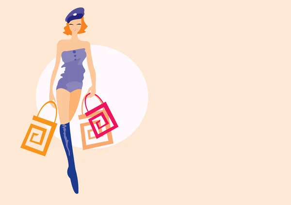Vector Image Girl Handbag Shopping May Use Background Shopping Cards — Stock Vector