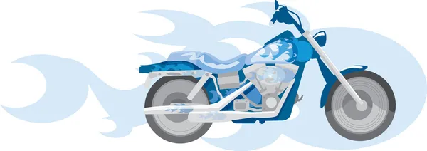 Vektör Görüntü Mavi Motosiklet Mavi Alev — Stok Vektör