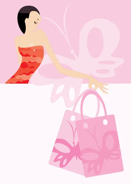 Vector Image Woman Bags Blank Area Your Info — Stock Vector