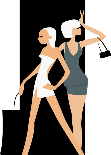 Imagem Vetorial Duas Meninas Moda — Vetor de Stock