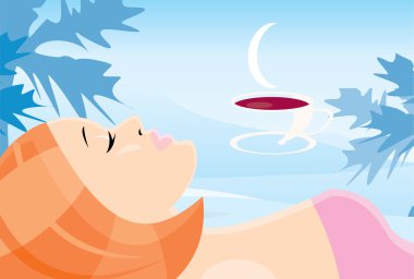 Vector image of resting girl clipart