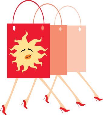 Vector image of few walking handbags clipart