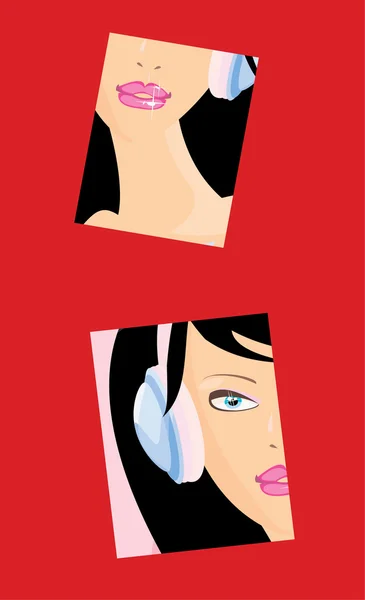 Visage de femme sur fond rouge — Image vectorielle