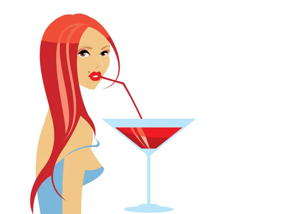 飲酒の女の子のベクトル画像 — ストックベクタ