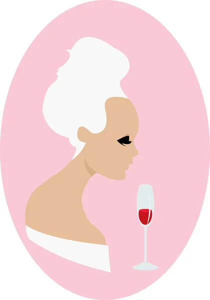 赤ワインときれいな女性のベクトル画像 — ストックベクタ