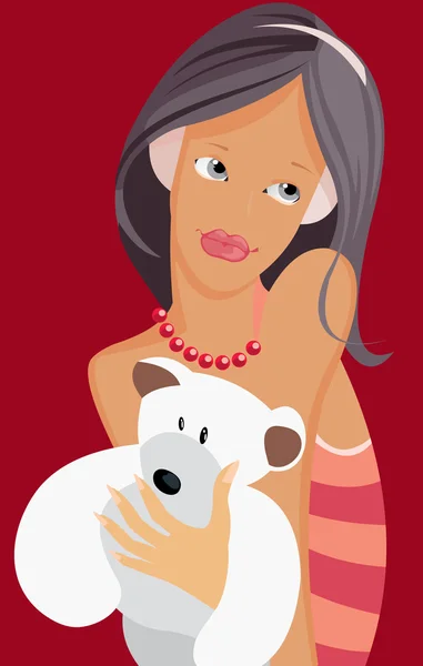 stock vector Teen with bear-cub