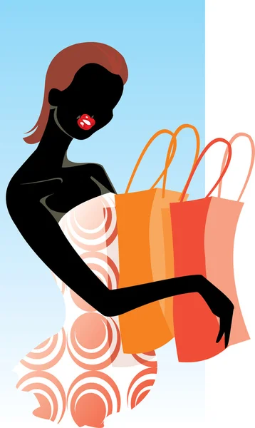 Jolie femme avec des achats — Image vectorielle