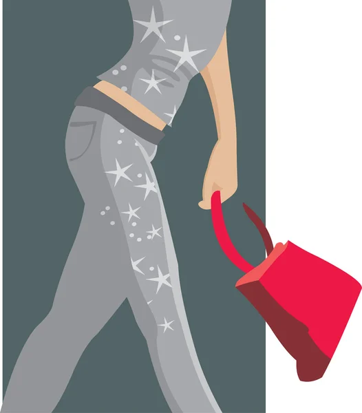 Femme avec sac à main — Image vectorielle