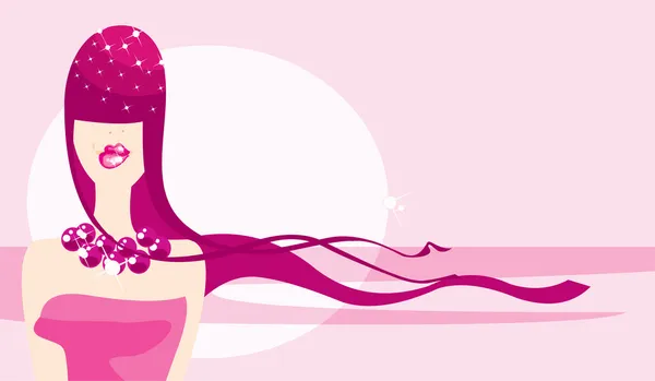 ピンクの毛を持つ女性 — ストックベクタ