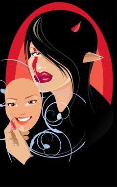 Vector image of actress with mask clipart