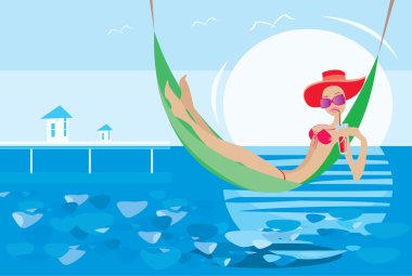 Vector image of resting woman clipart