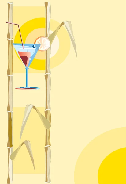 矢量背景竹子和玻璃的饮料 — 图库矢量图片