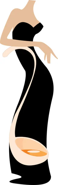 Vector Image Part Woman Body Black Dress — Stock Vector