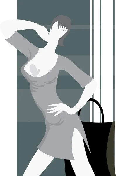 Vektorbild Kvinna Efter Shopping Kan Användas Som Bakgrund — Stock vektor