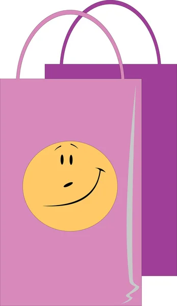 ピンクの袋の顔に笑みを浮かべてください。 — ストックベクタ