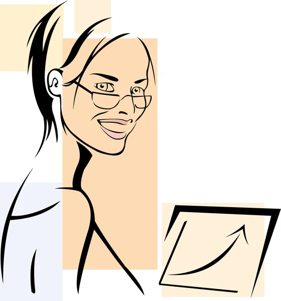 Vektorbild Einer Lächelnden Geschäftsfrau Und Wachsender Graphik — Stockvektor