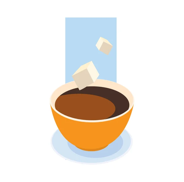 Vektor Kép Csésze Kávé Két Gödör Cukor — Stock Vector