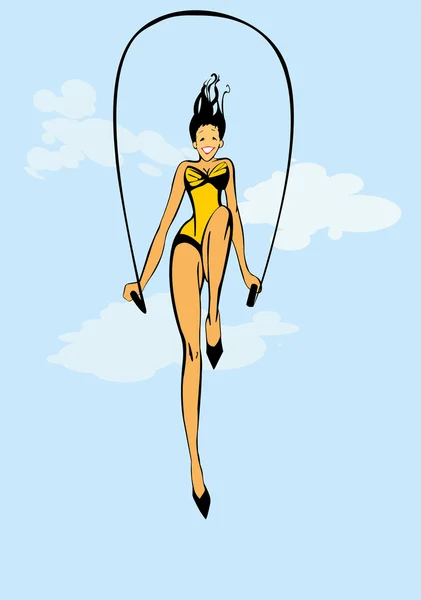ジャンプロープを持つ女の子 — ストックベクタ