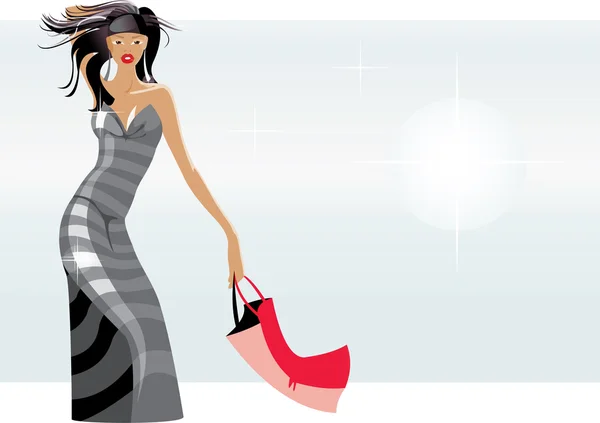 Slender woman with bag — Stock Vector