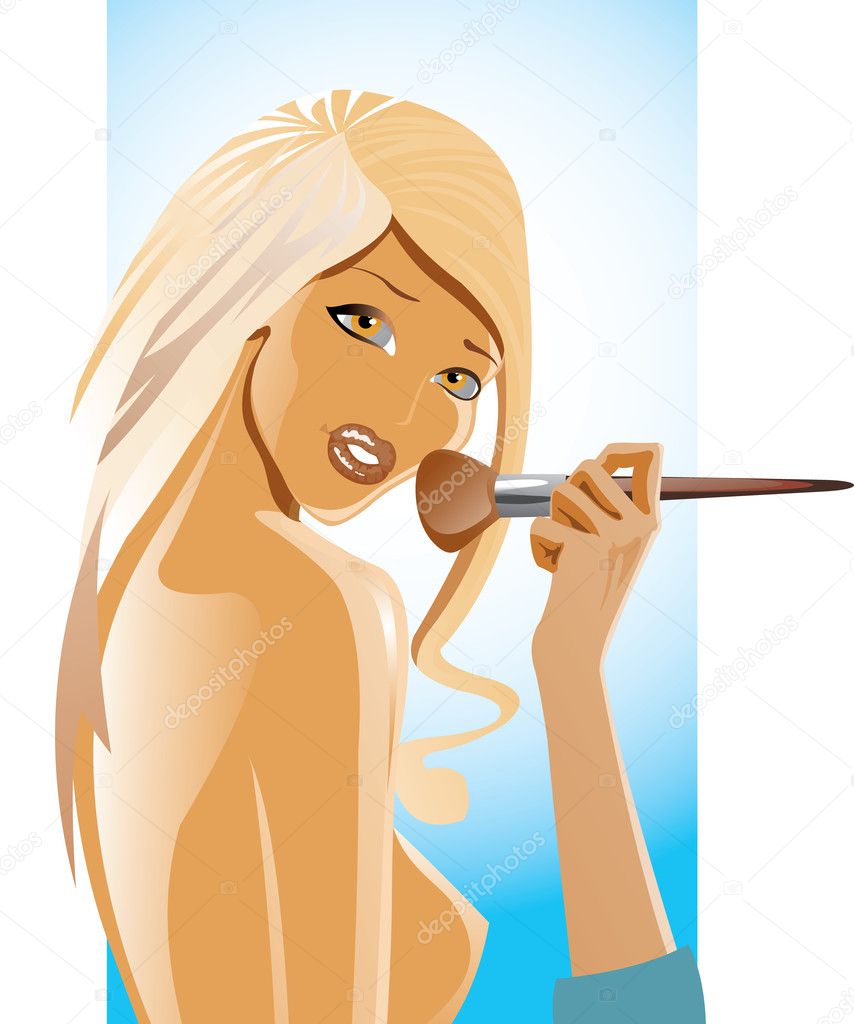 Vector image of young pretty blond woman