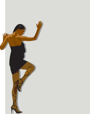 Sexy woman with blank grey area for your label or frame. good use for party cards clipart