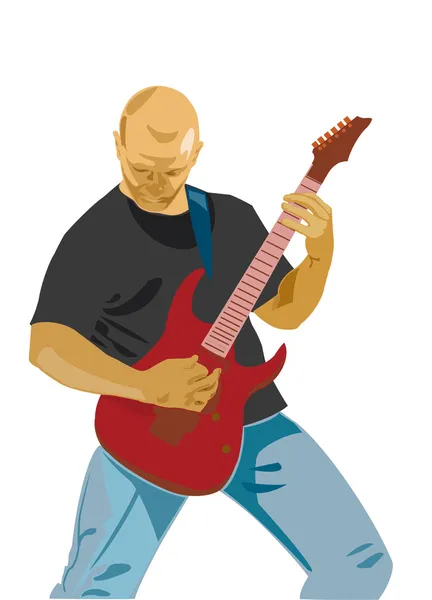 Gitarrist Isoliert Auf Weiß Kann Für Karten Und Poster Verwendet — Stockvektor
