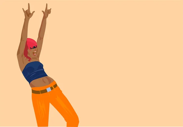 Цветное Векторное Изображение Кричащей Танцовщицы Хорошее Использование Партийных Карт Плакатов — стоковый вектор