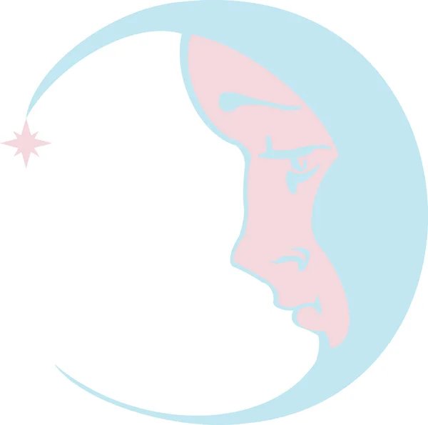 Mond Mit Weiblichem Gesicht — Stockvektor