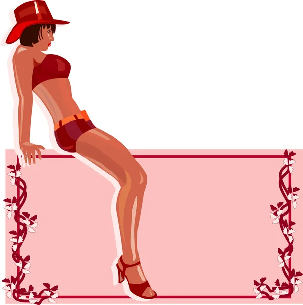 Bailarina de club en sombrero de vaquero — Archivo Imágenes Vectoriales