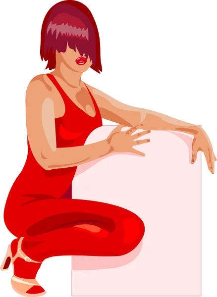 Dame in Rot — Stockvektor