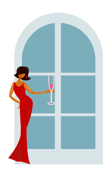 赤で女性の簡単なベクトル画像 — ストックベクタ