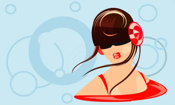 Vektor Illustration Von Mädchen Mit Kopfhörern — Stockvektor