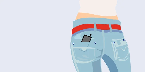 Vector Afbeelding Van Jeans Met Mobiele Telefoon Zak — Stockvector
