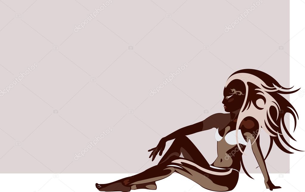 Vector image of abstract lady's half face