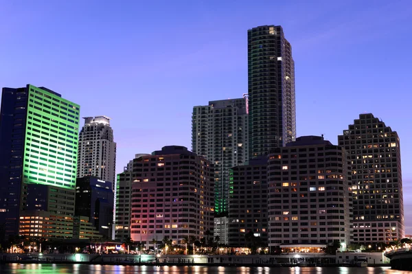Miami Downtown Wolkenkrabbers Nachts — Stockfoto