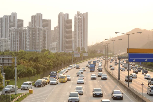 Coches Carretera Shenzhen China — Foto de Stock