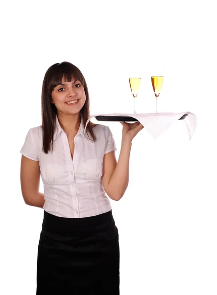Uśmiechnięta kelnerka — Zdjęcie stockowe