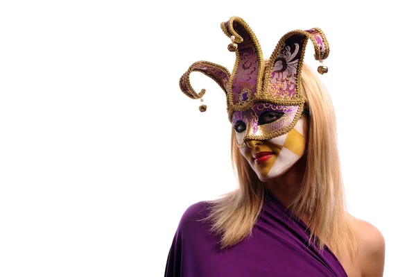 Woman n half mask from Venice — Stock Photo, Image