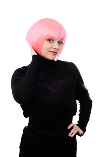 粉红色头发的女人 — 图库照片